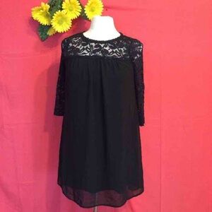 Black Lace Top Mini Dress Sz S